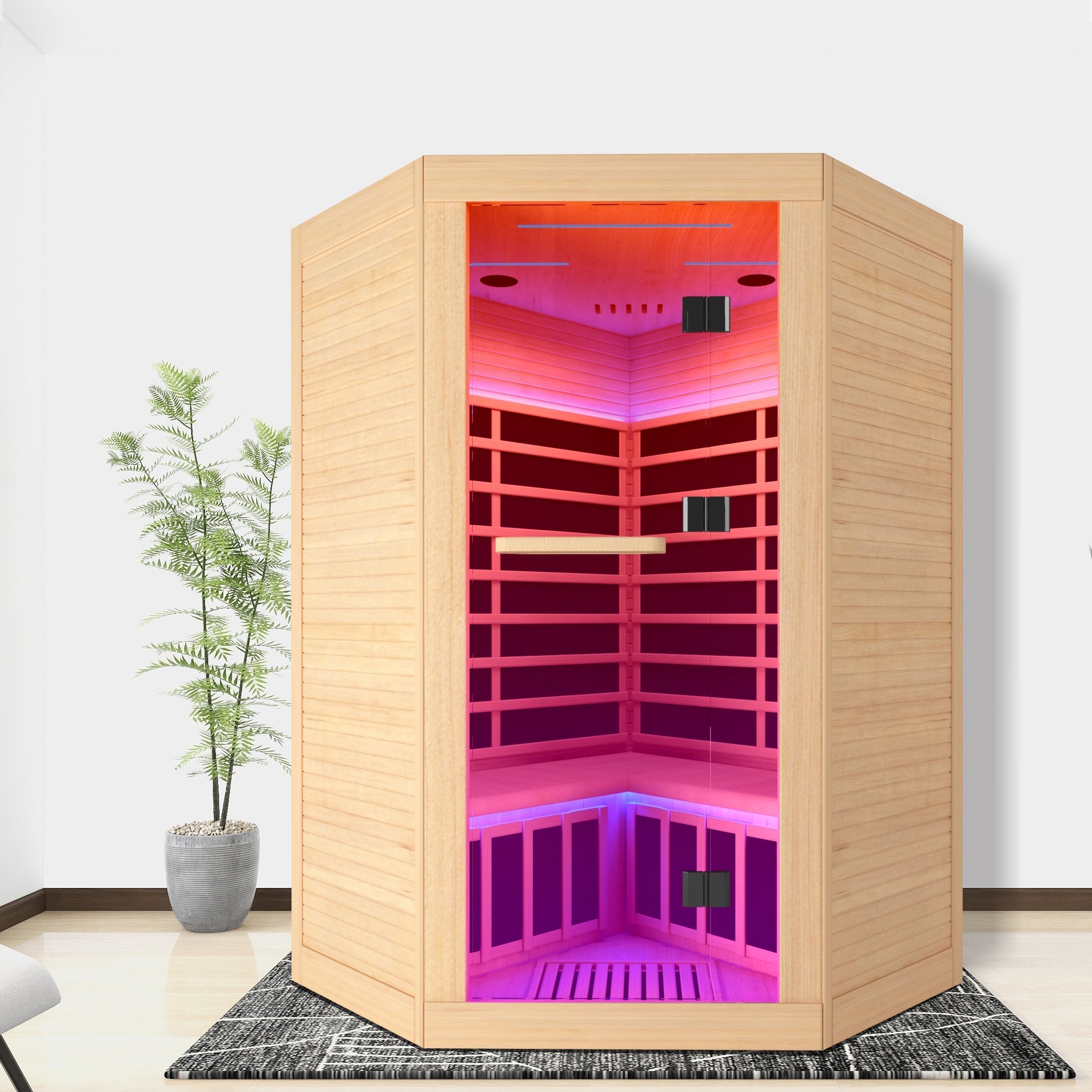 Canadian hemlock pentagonal double sauna - Home Spa Life