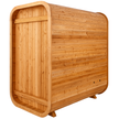 AuroraTherm cedar indoor sauna with wooden bench and glass door.