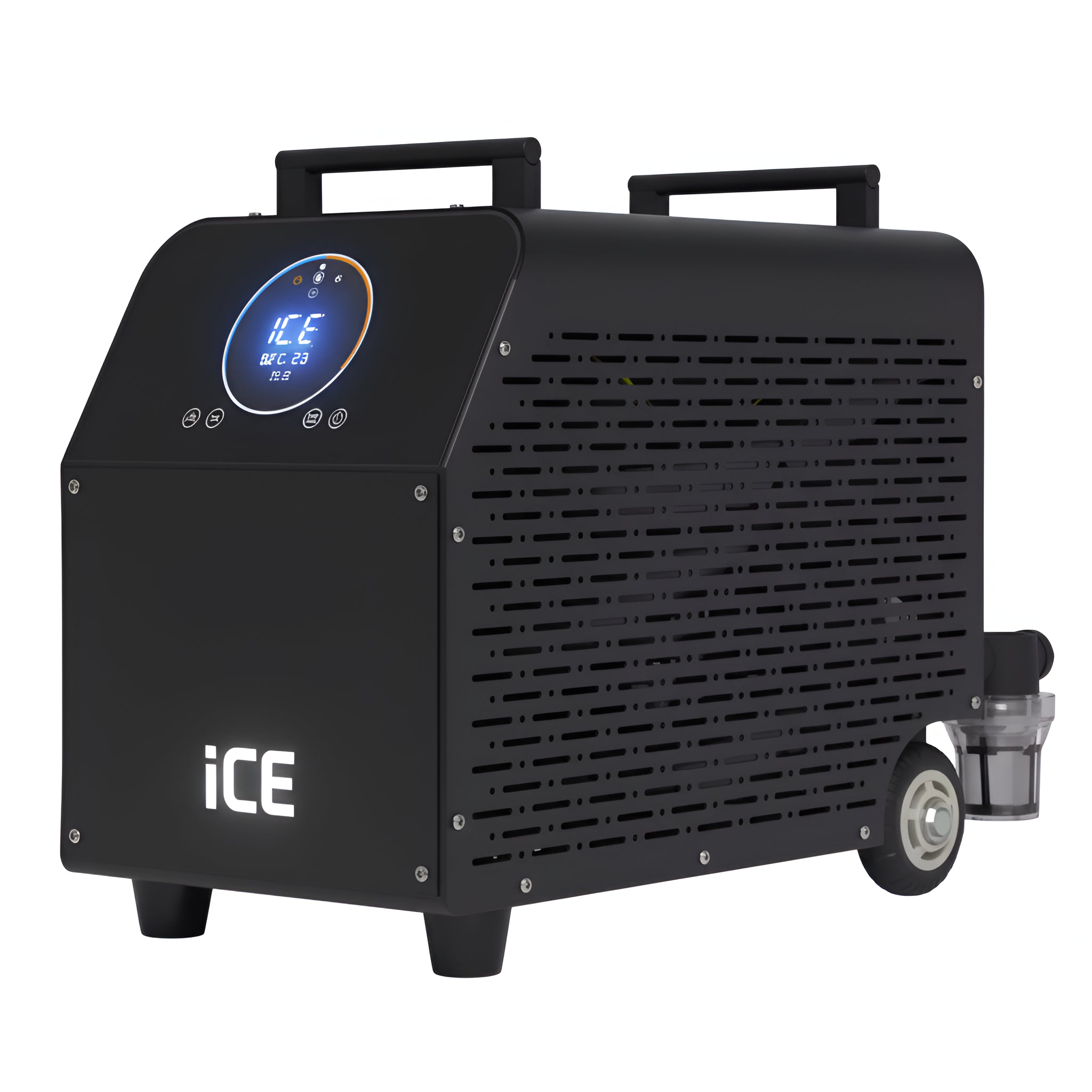 Cryonix IcePro 52 portable smart water chiller with sleek silver and black design.