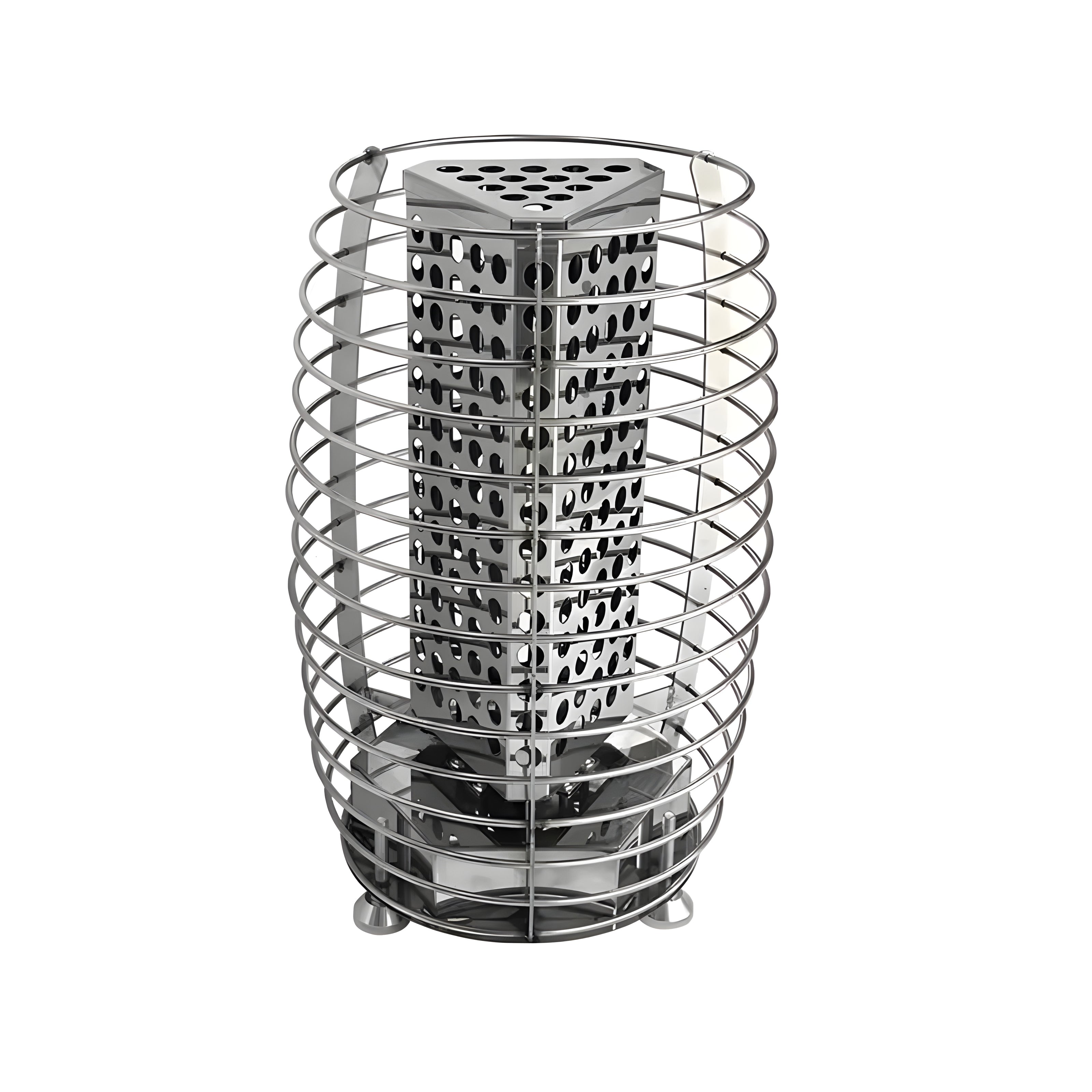 Heliosa TitanGuard sauna heater with stainless steel exterior and control panel.