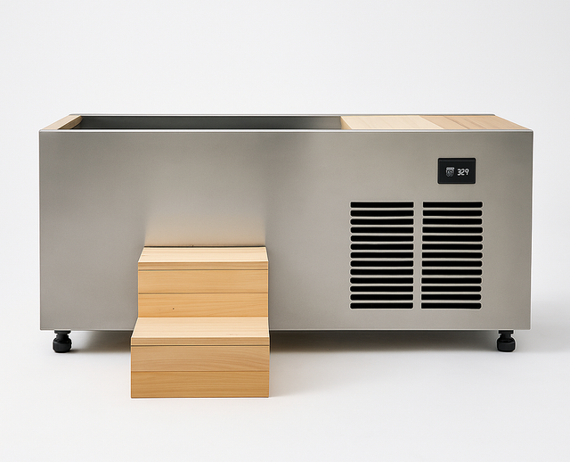Frostline Atlas Pro integrated cold plunge tub with integrated chiller and filtration system.
