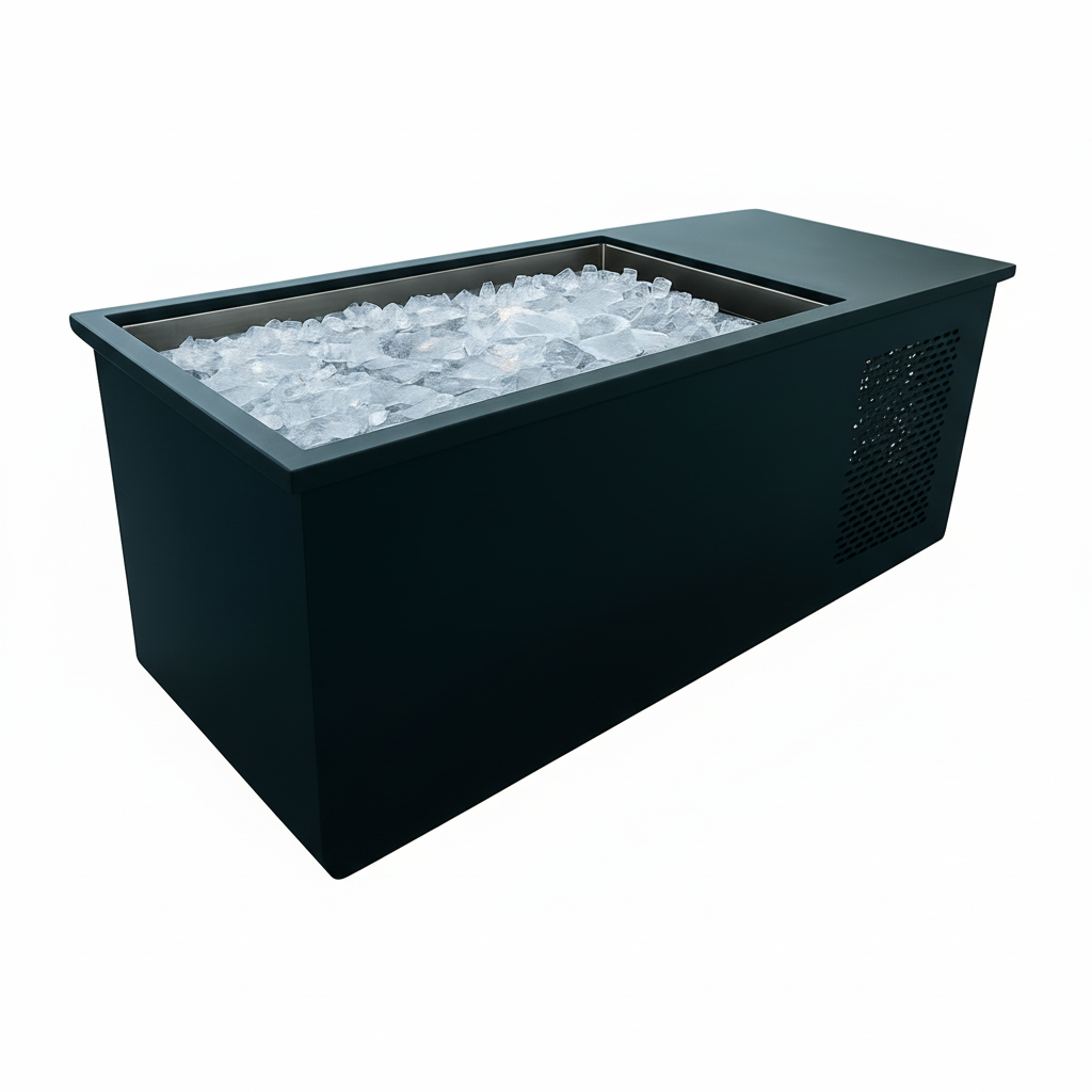 PolarEdge Monolith X integrated cold plunge tub with sleek black exterior and integrated chiller.