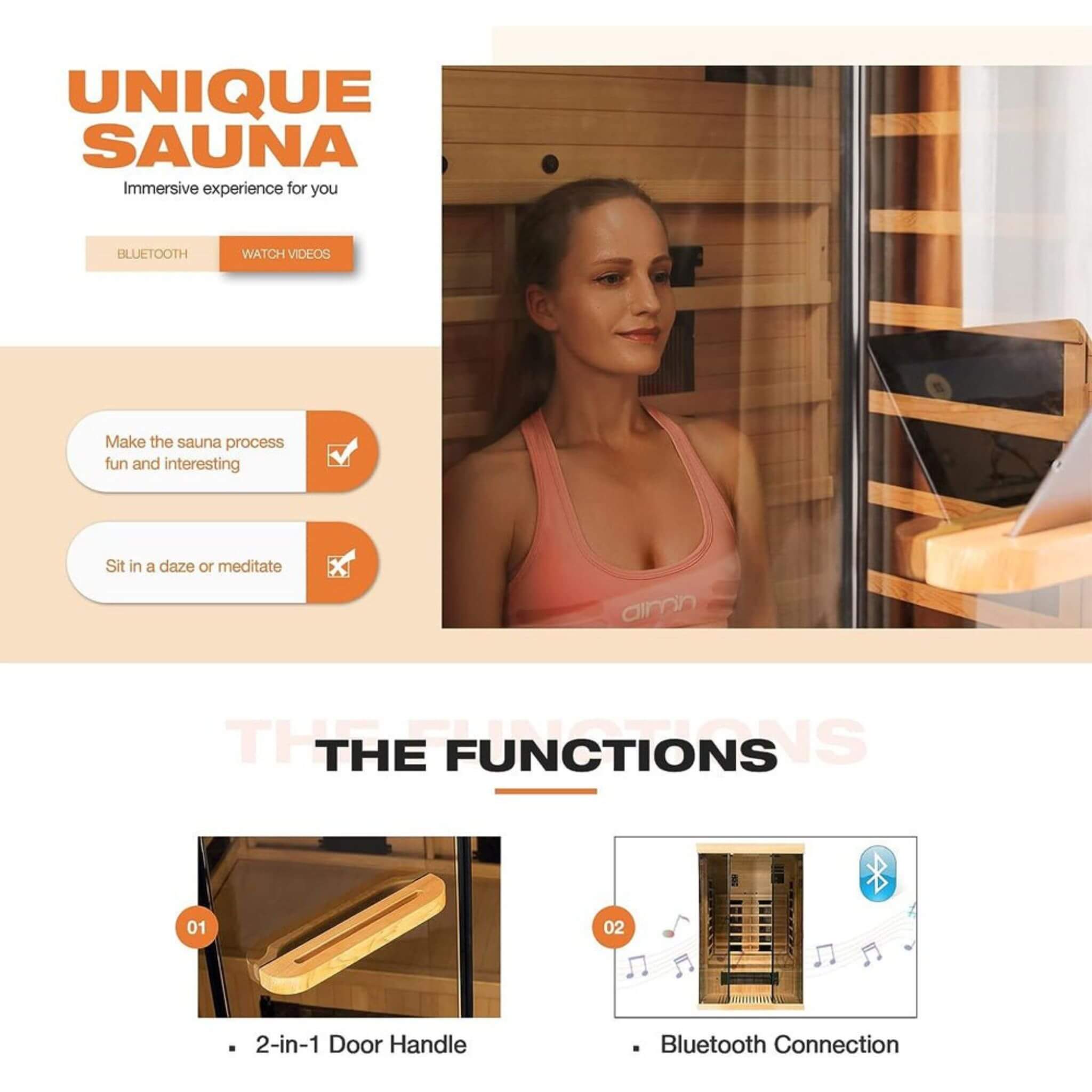 Thermora Valen 2-person FAR infrared sauna with panoramic tempered glass