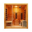 Rövia Oasis 3-person indoor hybrid sauna with built-in lounge chair.